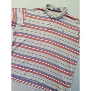 Vintage 90s Polo Ralph Lauren Shirt Mens XL Grey Maroon Striped 90s Made in USA